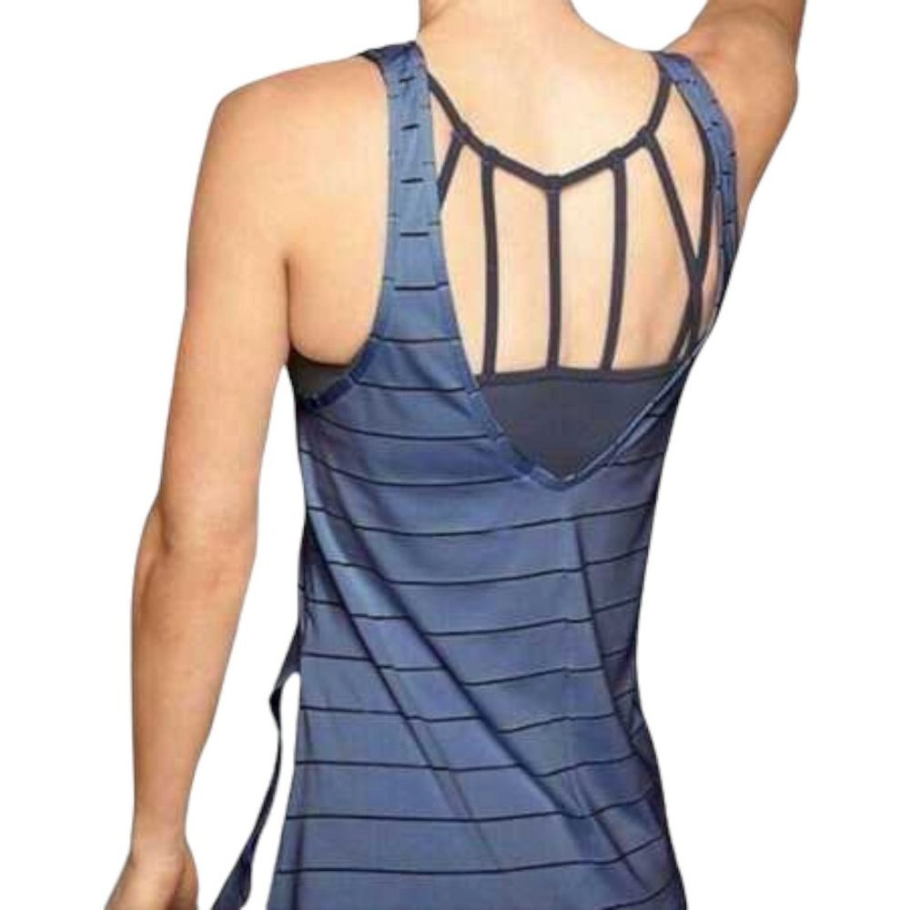 Athleta Max Out Tank Side Tie Knot Navy Stripe Size Small
